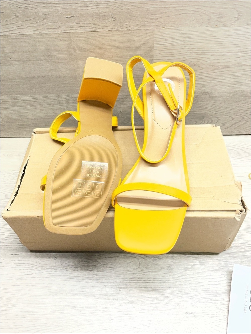 Journee Collection Bright Yellow Strappy Block Heels #334